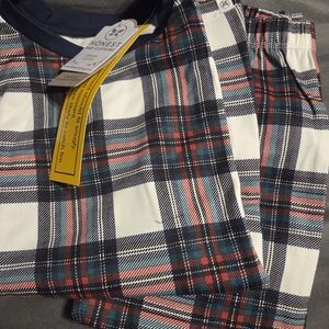 Honest Baby Company Organic Kids Plaid Pajama Set - Navy, Red, White